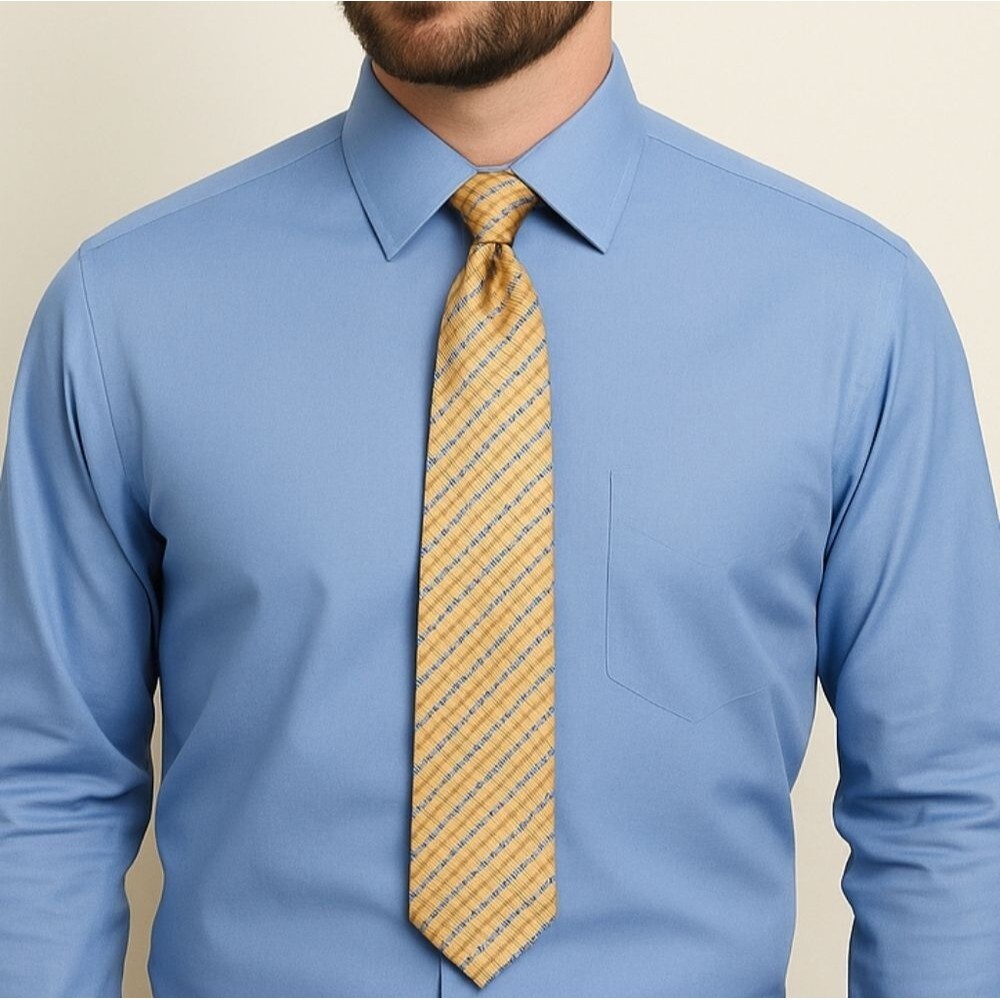 Dockers Yellow Blue Geometric Silk Necktie Formal Wedding Professional Tie Offic